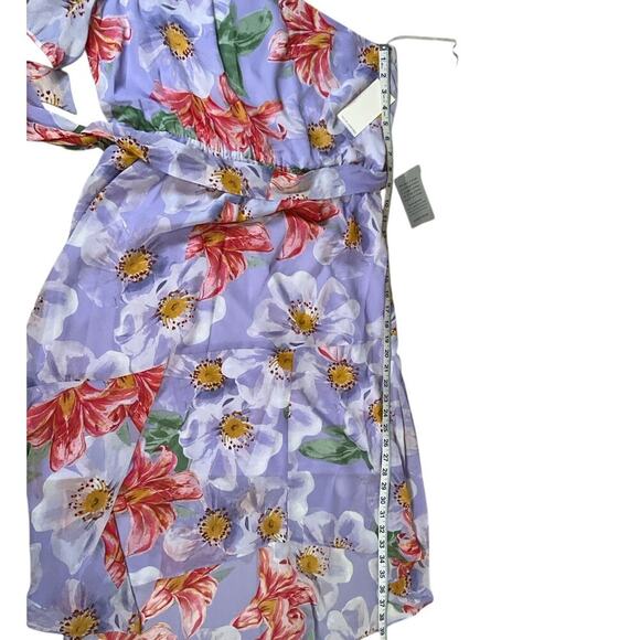 NWT Julia Jordan Floral Print One Shoulder Short Sleeve Asymmetrical Midi SZ 14 - Picture 9 of 11